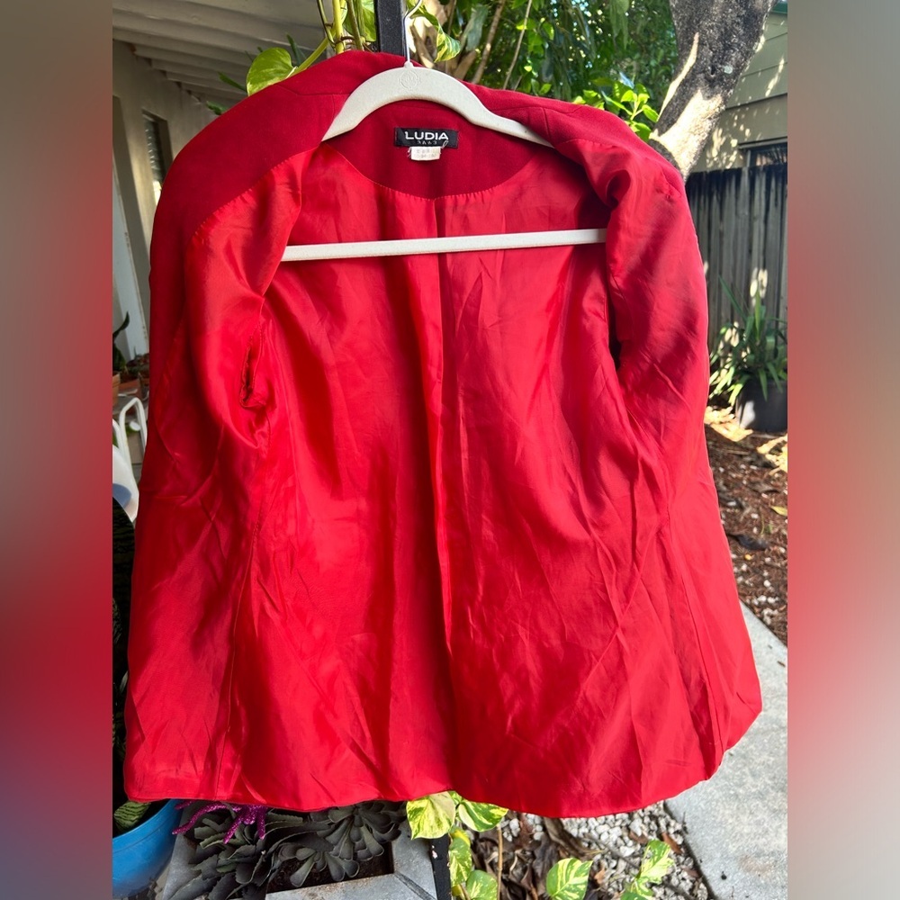 LUDIA Brand Red Button Down Blazer Vintage 80s 90s Suede Lined See Measurements - Picture 8 of 13